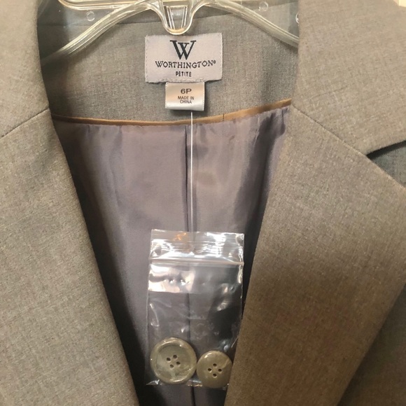 Worthington Petite BlazerJacket Gray Size 6 - Picture 7 of 9